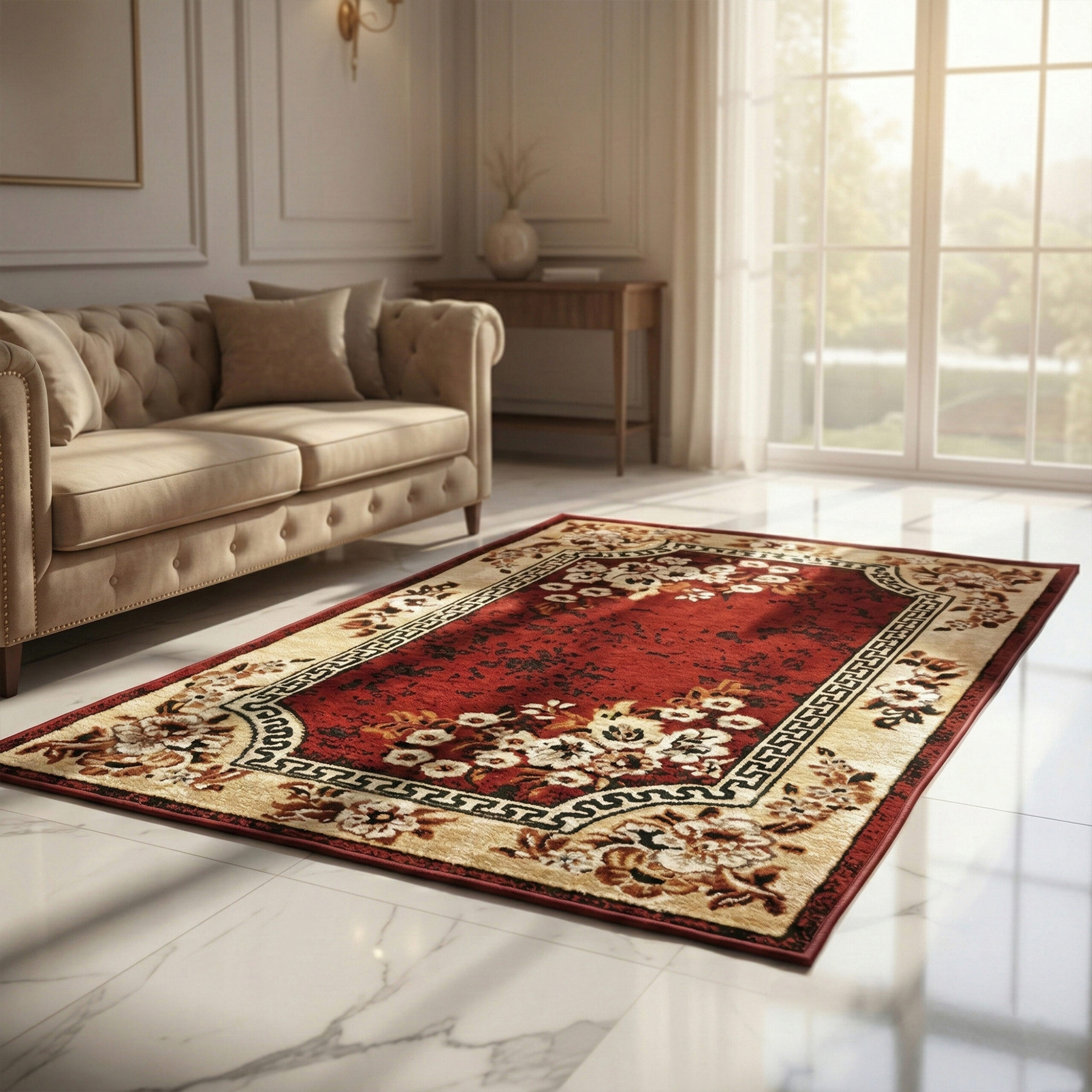 8 Luxury Turkish Design Carpet ( 3 Feet By 5 Feet ) Red - Image 1